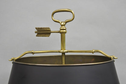 Vintage French Directoire Brass Scroll Arm Tole Metal Bouillotte Desk Table Lamp
