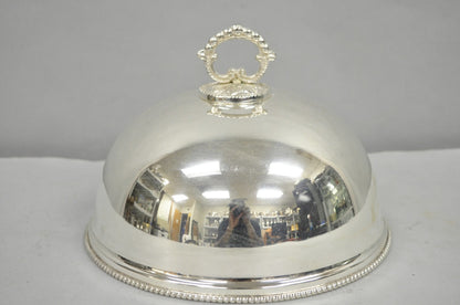 Vintage English Edwardian Style Silver Plated 10" Round Serving Dish Plate Cover