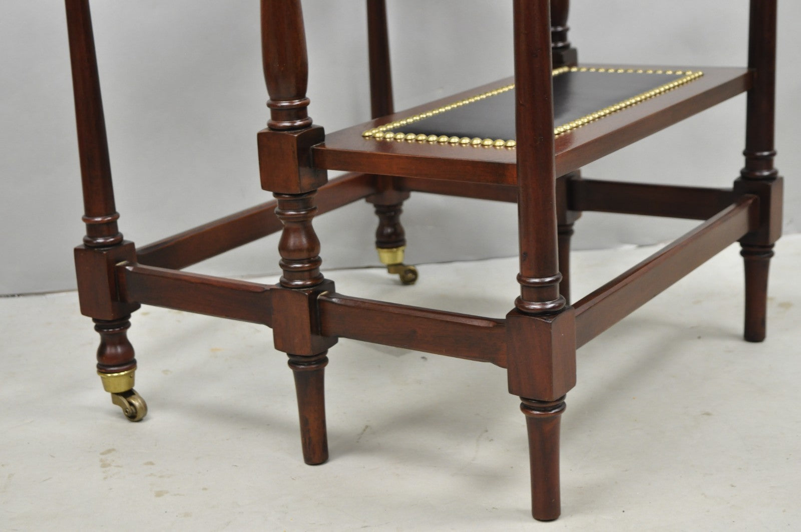 George III Style Mahogany and Black Leather Library Steps by Wellington Hall