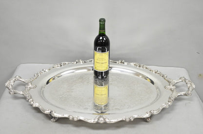 Vintage English Silver Mfg. Silver Plated Large Oval Butlers Platter Bar Tray
