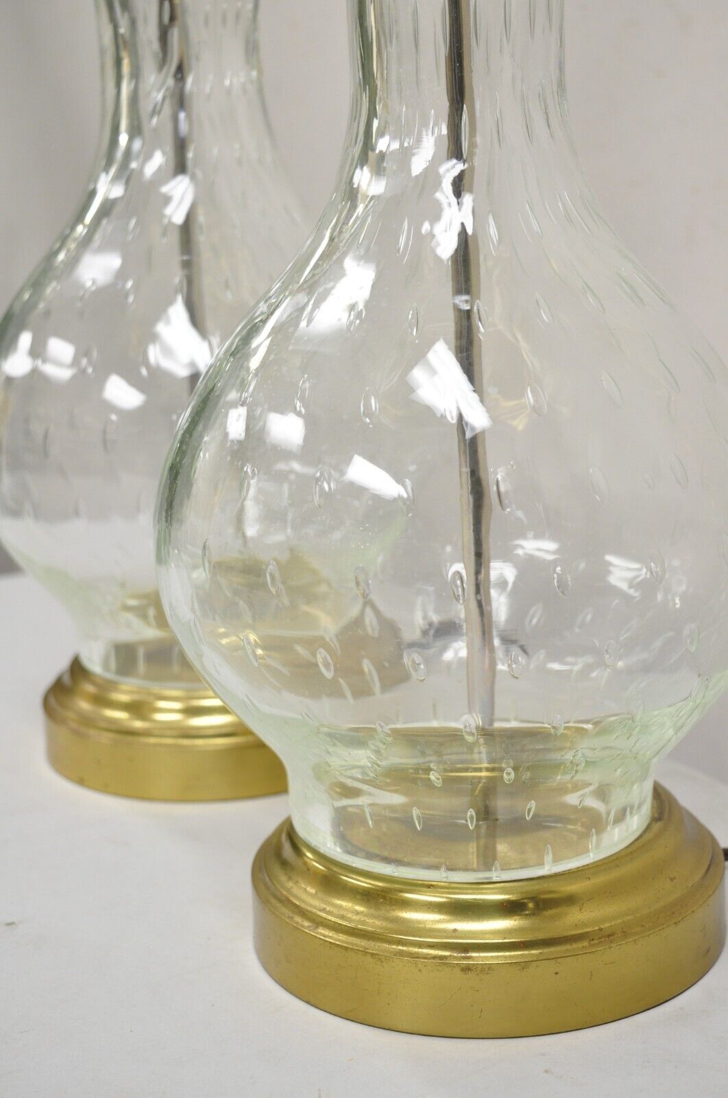 Vintage Victorian Lantern Style Shapely Bubble Glass Table Lamps - a Pair