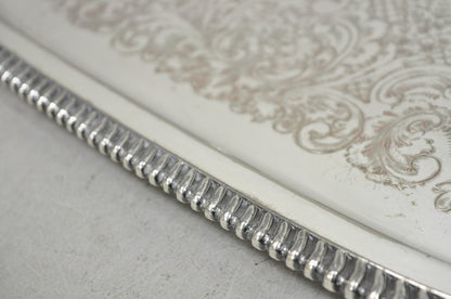 English Victorian Silver Plated Twin Handle Butlers Serving Platter Bar Tray