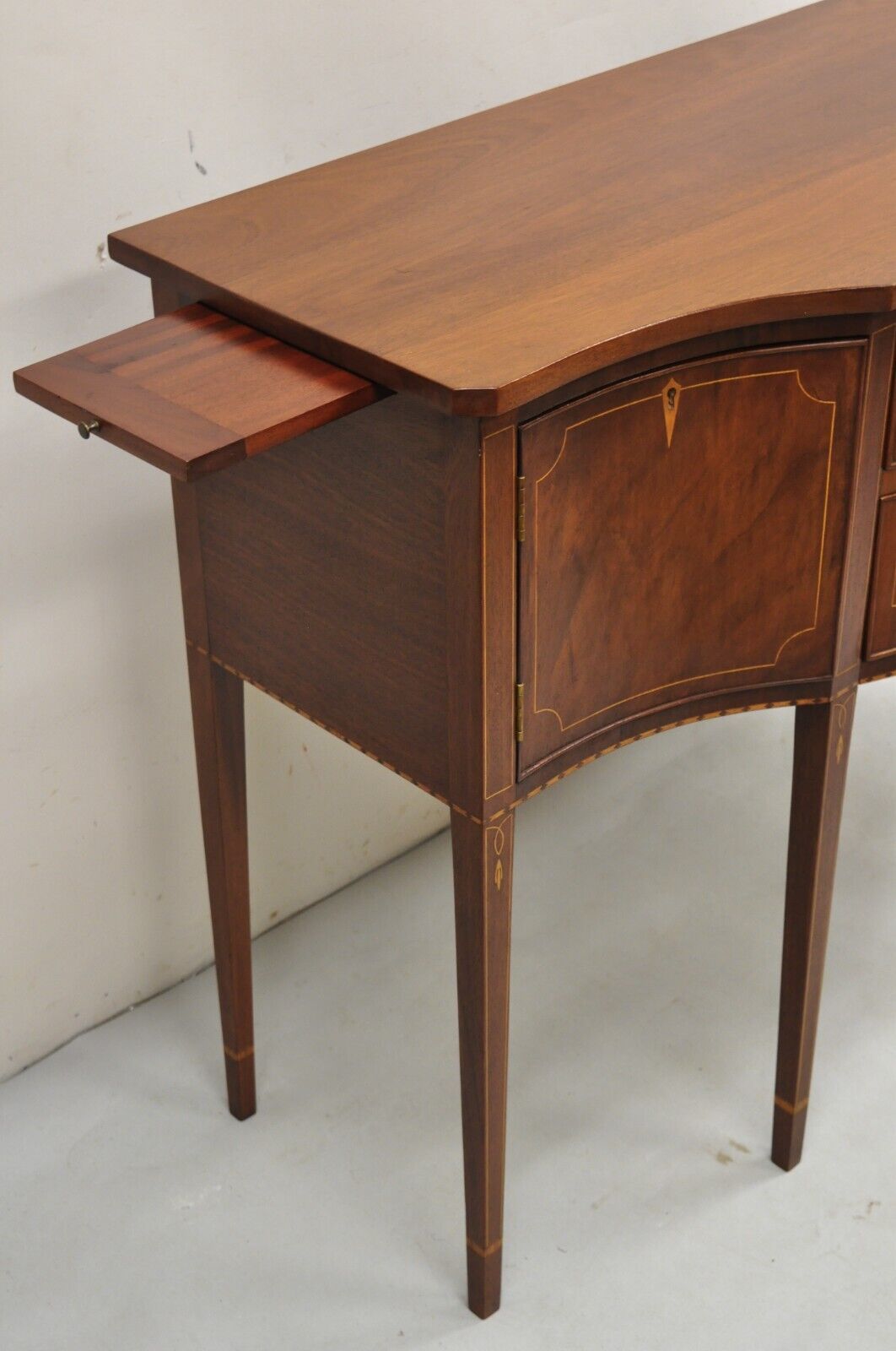 Vintage Federal Style Mahogany Inlaid Serpentine Sideboard Buffet by Copenhaver