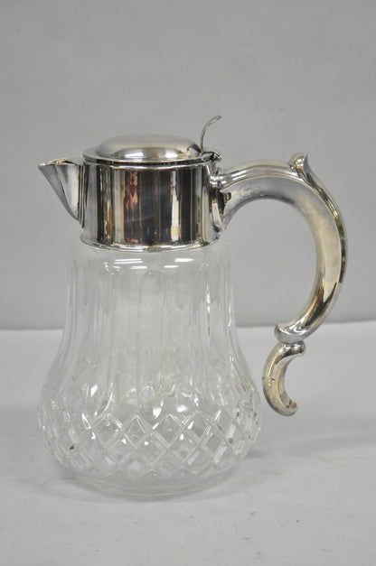 Antique Victorian German Silver Plated Cut Crystal Glass Lemonade Water Pitcher