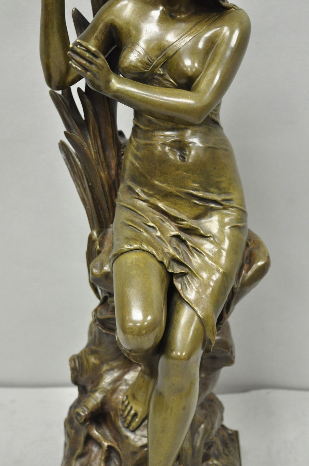 Antique Edouard Drouot (1859-1945) "La Rosse" French Bronze Sculpture of Woman