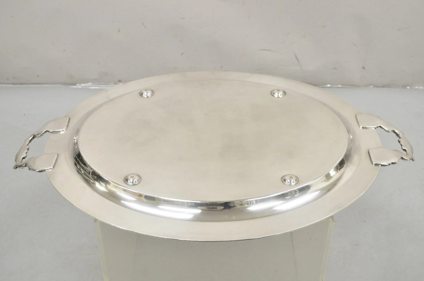 Vintage English Victorian Oval Silver Plated Serving Platter Tray by Victoria