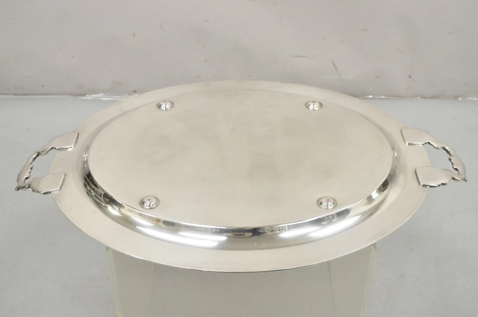 Vintage English Victorian Oval Silver Plated Serving Platter Tray by Victoria