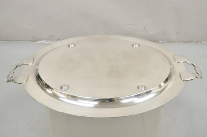Vintage English Victorian Oval Silver Plated Serving Platter Tray by Victoria