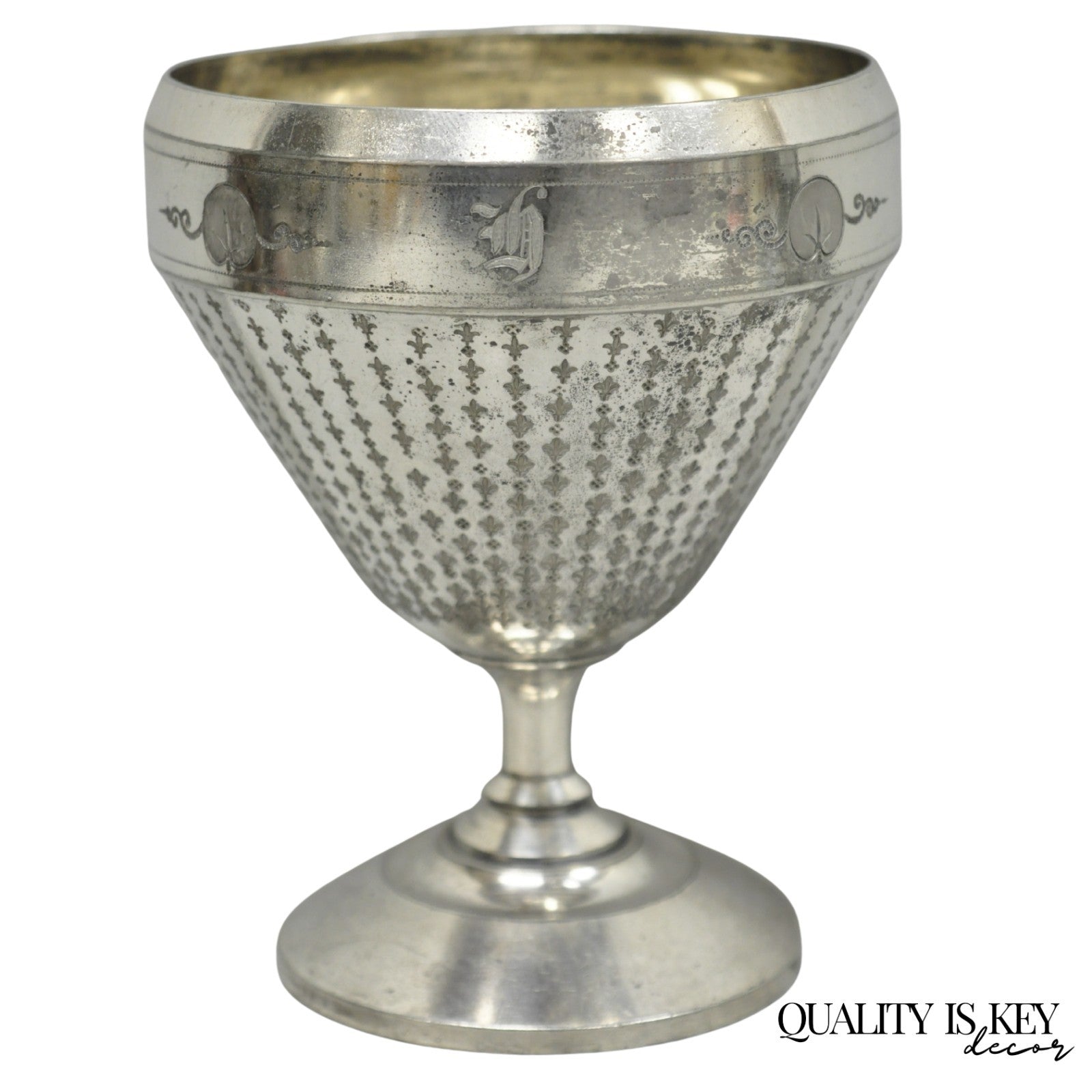 Antique Meriden English Victorian Silver Plated Goblet Cup w/ "H" Monogram