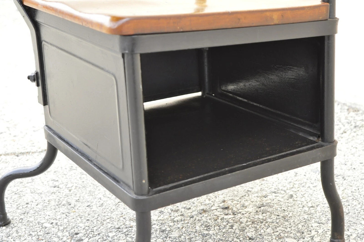 Antique American Industrial Iron and Maple Childs School Writing Desk