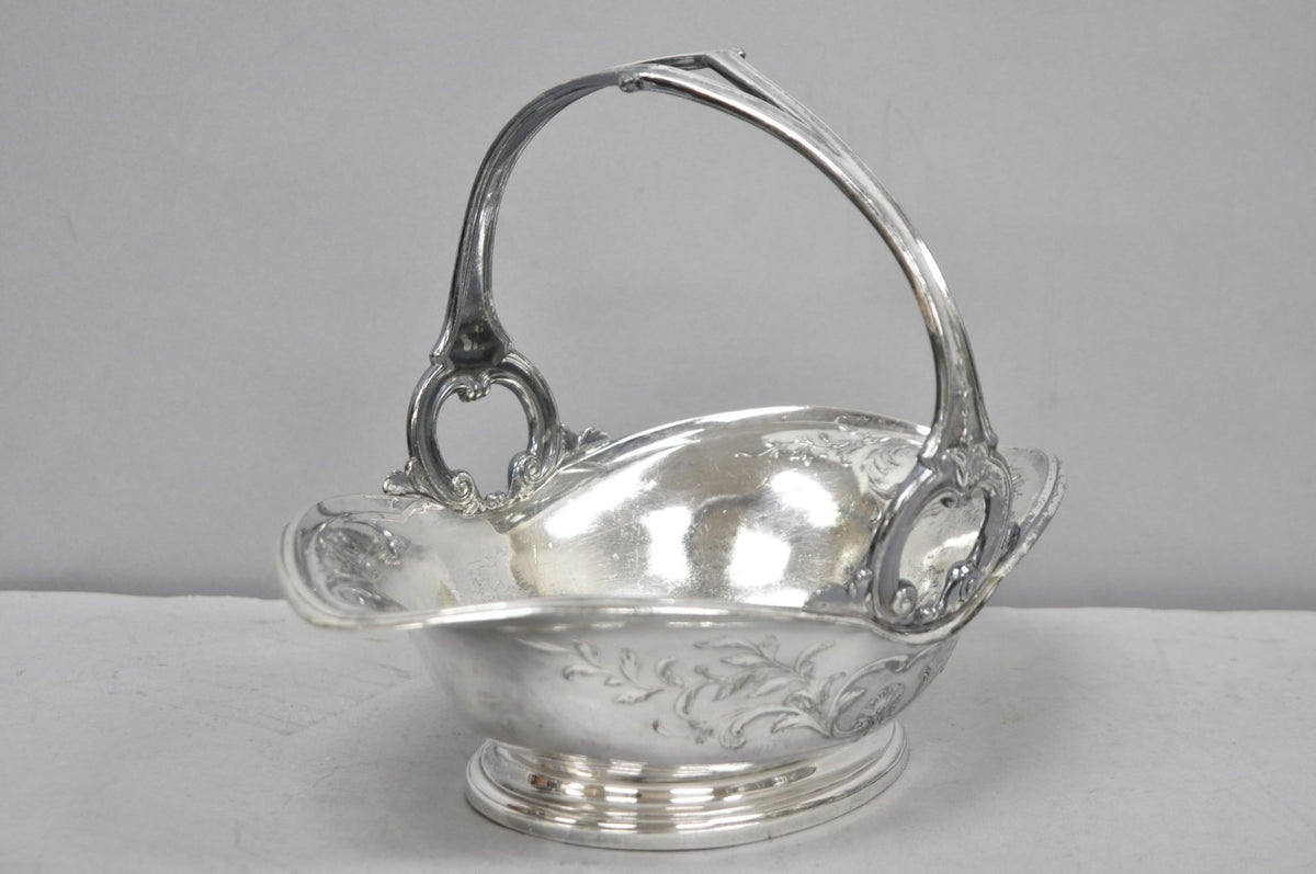 Antique Christofle Gallia French Art Nouveau Silver Plated Fruit Basket w Handle