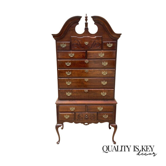 Thomasville Cherry Wood Queen Anne Style Highyboy Tall Chest Dresser