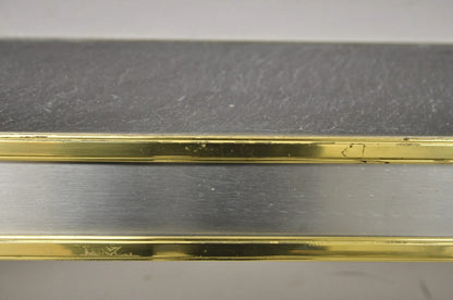 Vintage Italian Regency Steel & Brass Slate Top Wall Mounted Hall Console Table