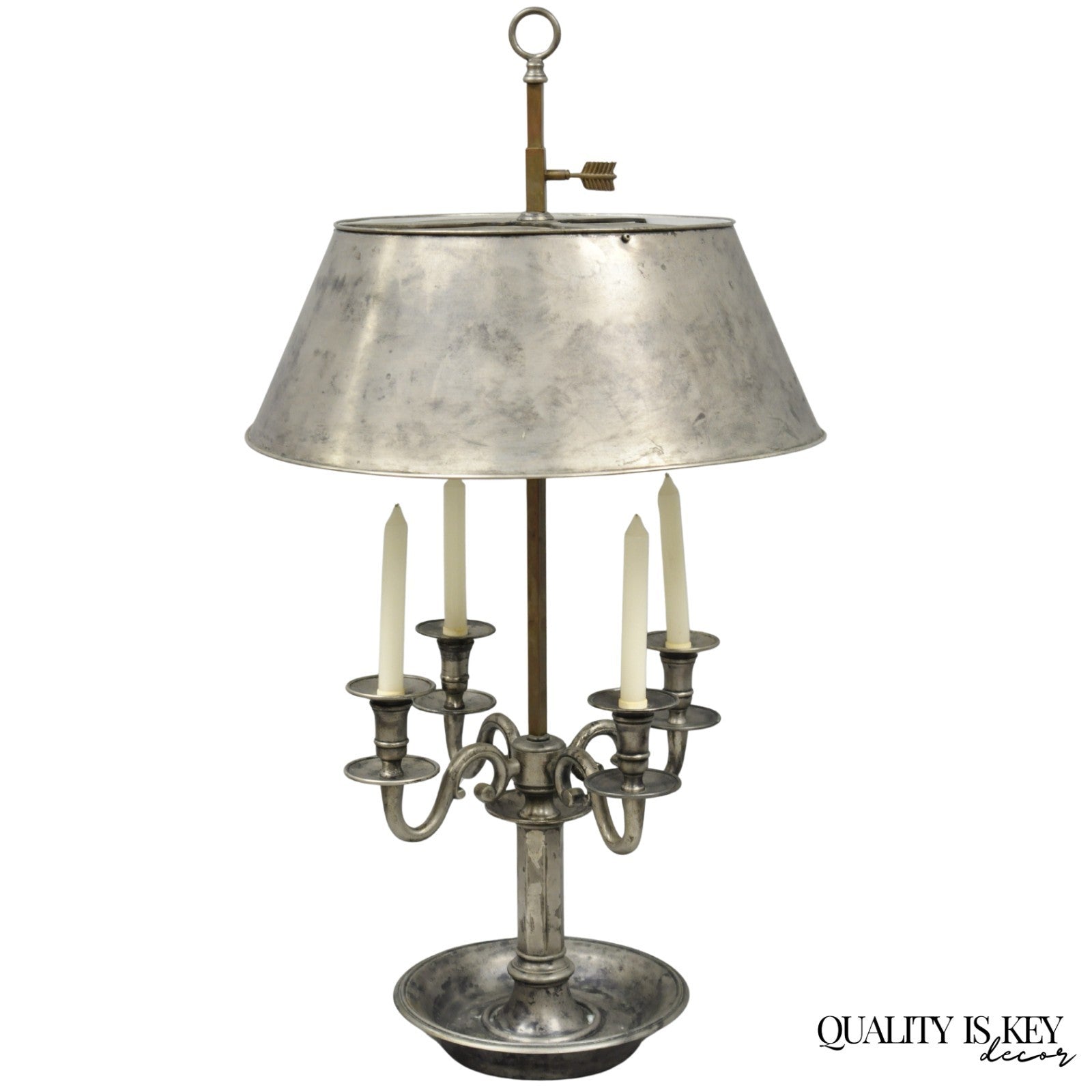 Visual Comfort & Co French Country Antiqued Pewter Bouillotte Tole Table Lamp
