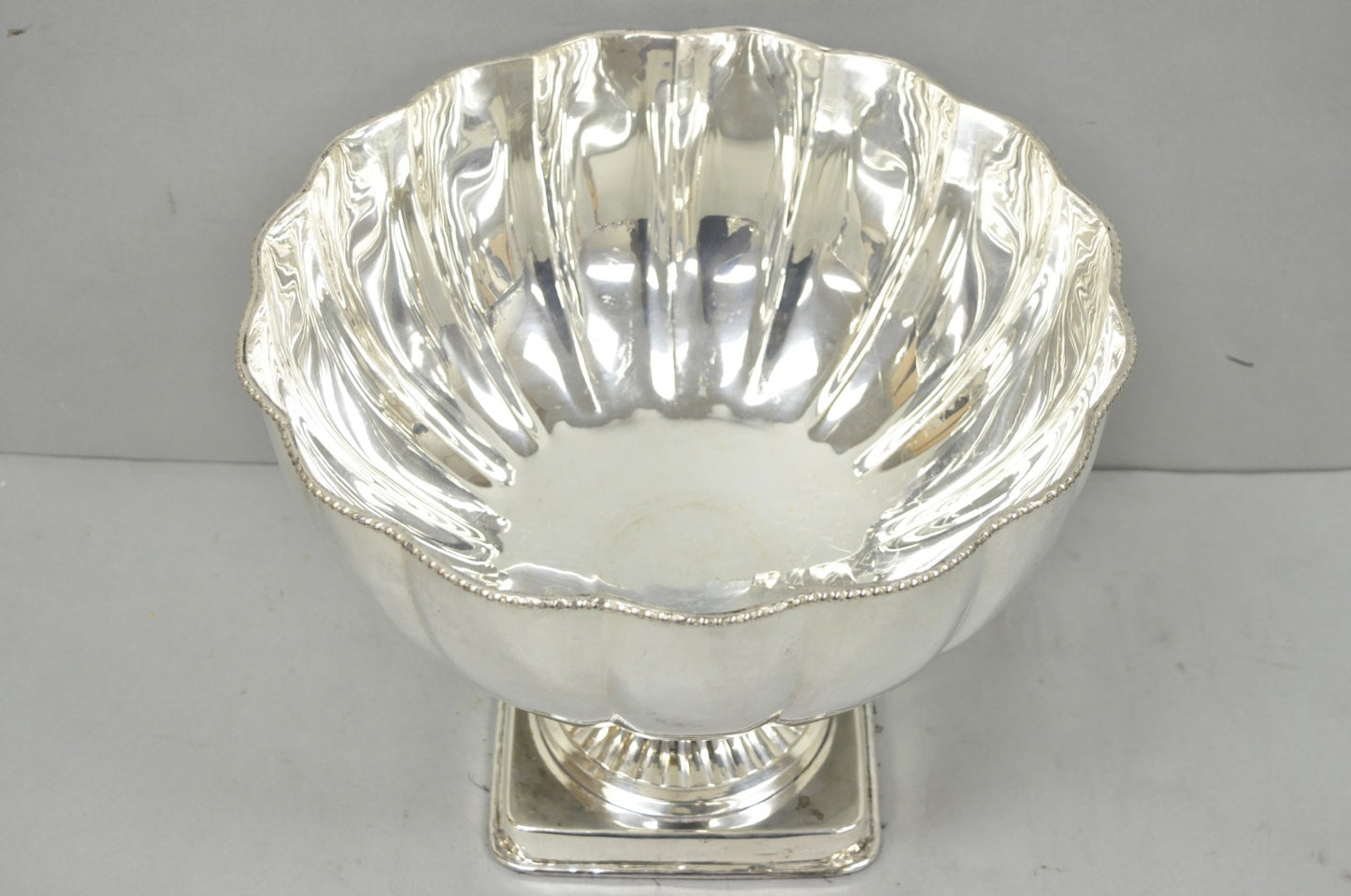 Regency Style Silver Plated Scalloped Pedestal Punch Bowl Champagne Ice Bucket
