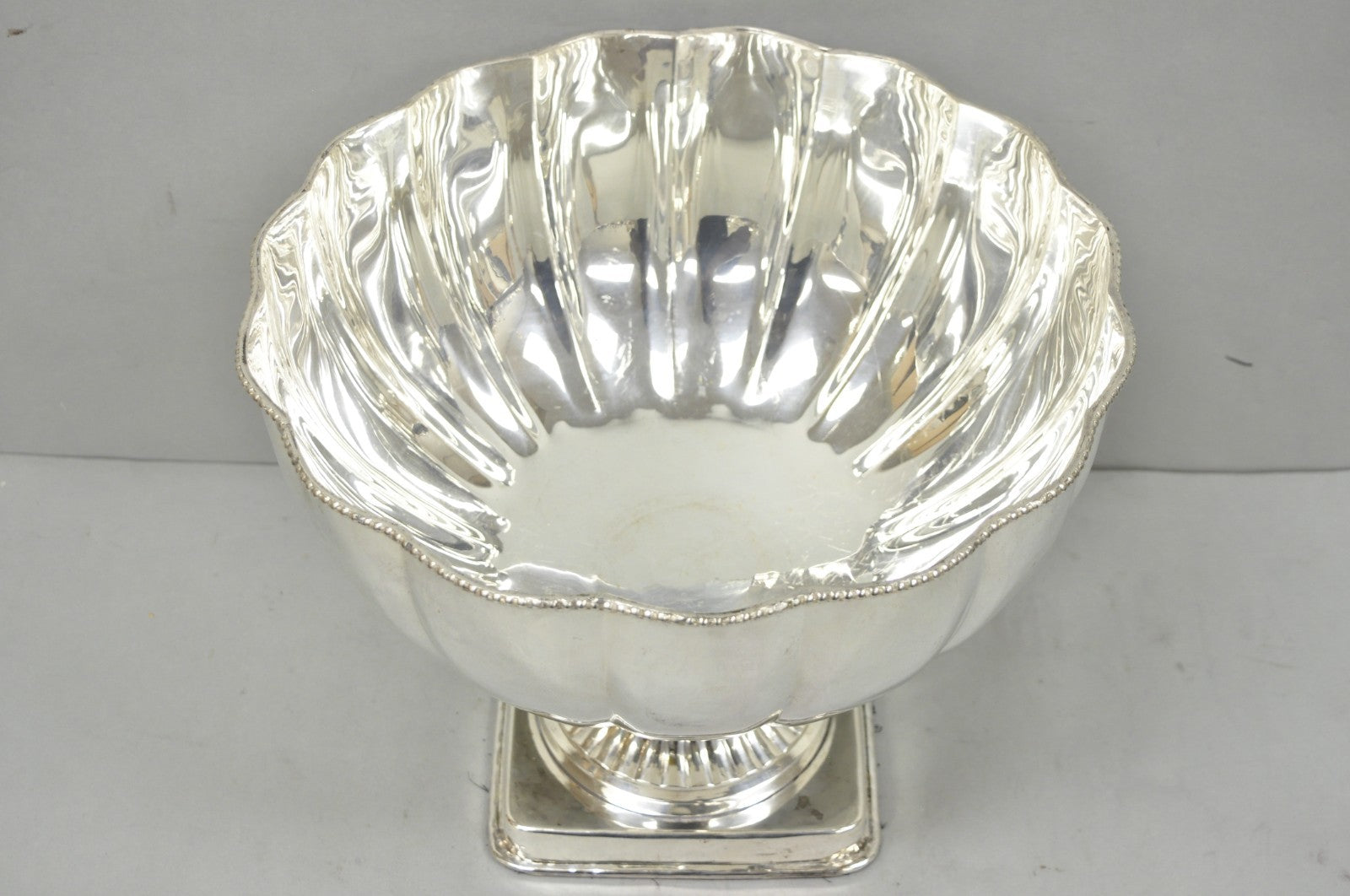 Regency Style Silver Plated Scalloped Pedestal Punch Bowl Champagne Ice Bucket