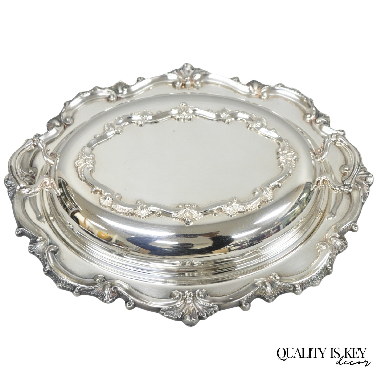 Vintage Victorian Silver Plated Covered Vegetable Serving Dish with Glass Liner