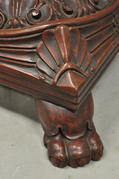 Antique American Empire Carved Mahogany Cannonball Paw Foot Pedestal Table Base
