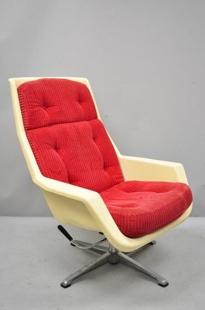 Overman Sweden Mid Century Modern Molded Plastic Swivel Tilt Lounge Chair
