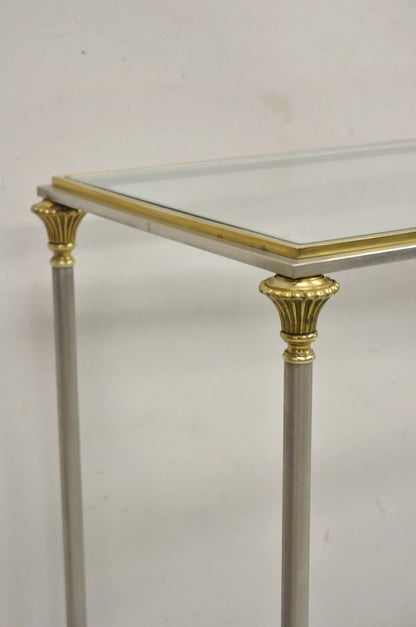 Neoclassical Directoire Maison Jansen Style Steel & Brass Console Sofa Table