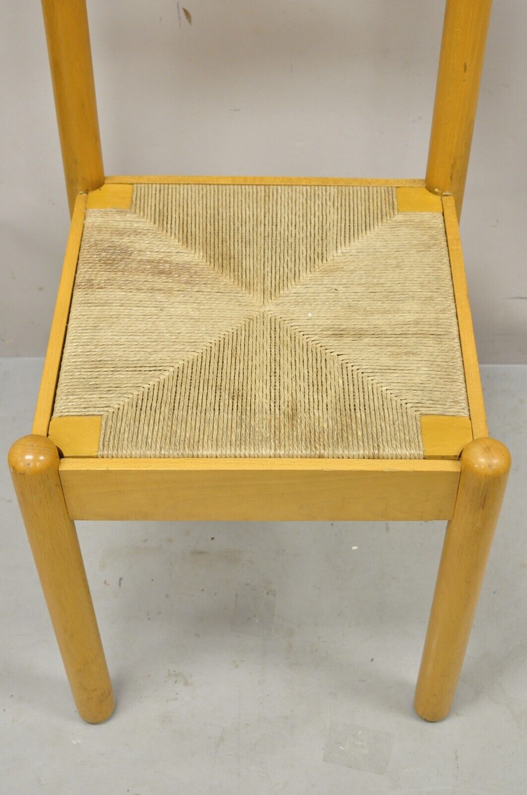 Mid Century Modern Birch Maple Bentwood Dining Chairs Rope Cord Seats - Set of 6