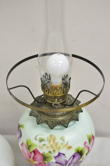 Vintage Victorian Gone With The Wind Hand Painted Parlor Hurricane Table Lamp