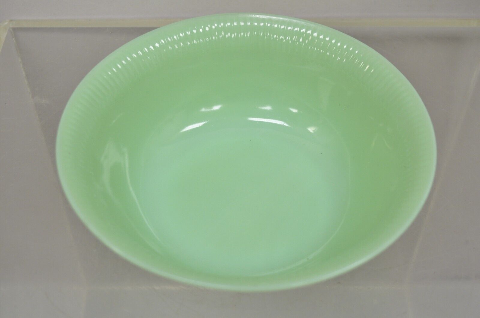 Vtg Fire King Oven Ware Green Jadeite Ribbed Jane Ray 8.25" Serving Bowl - 2 Pcs
