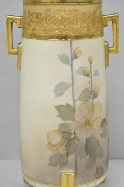 Antique Nippon Noritake Hand Painted Art Nouveau Porcelain Footed Round Vase