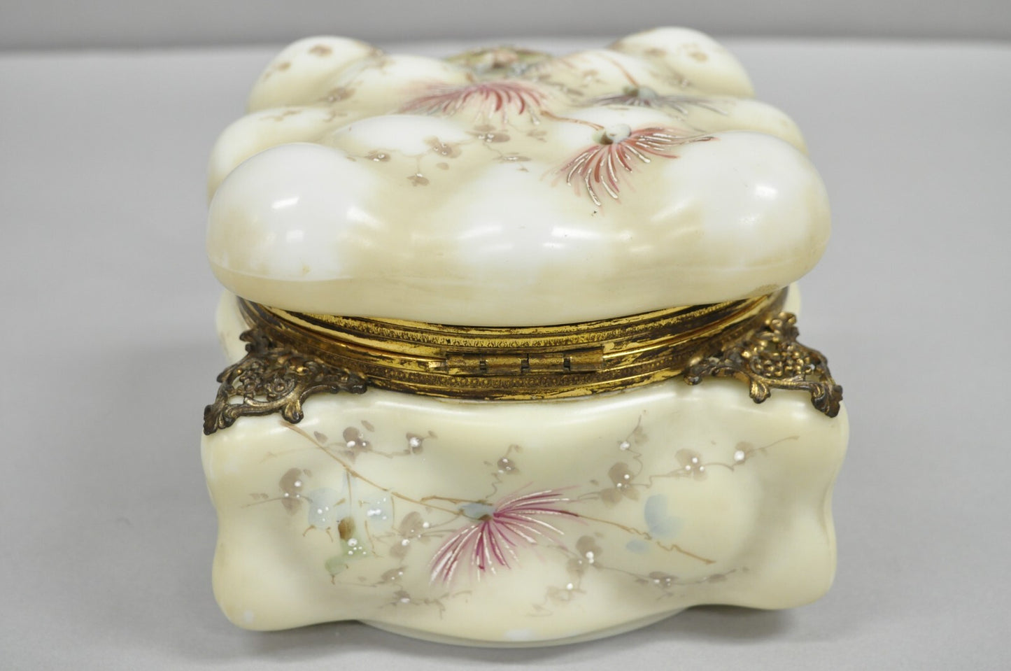 Antique Victorian C.F. Monroe Wavecrest Art Nouveau Cigars Humidor Glass Jar Box