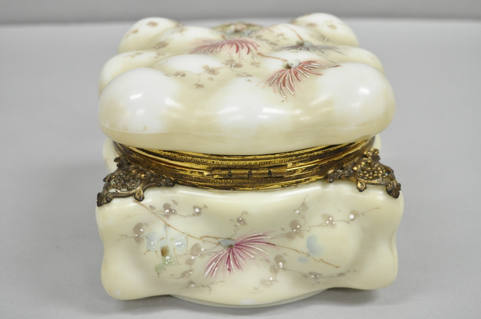 Antique Victorian C.F. Monroe Wavecrest Art Nouveau Cigars Humidor Glass Jar Box
