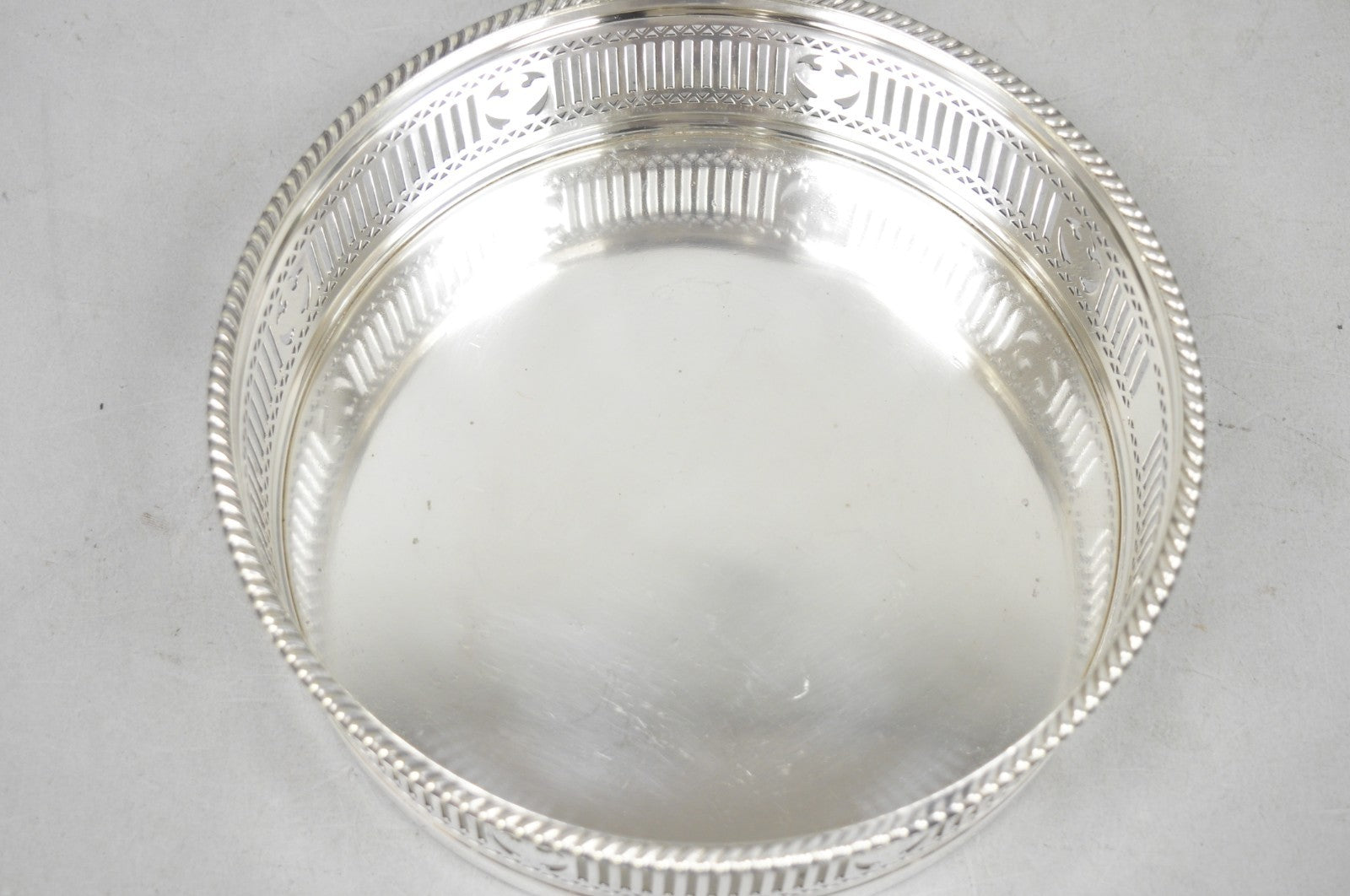 Antique Gorham English Edwardian Silver Plated "Urns" Large 9" Bar Wine Coaster