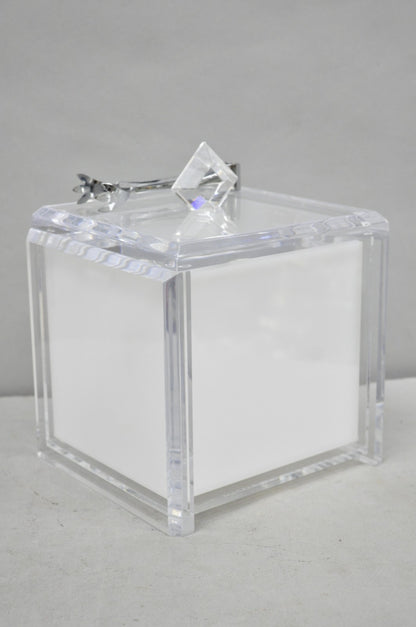 Vintage Mid Century Modern Clear Lucite Acrylic Diamond Handle Ice Bucket