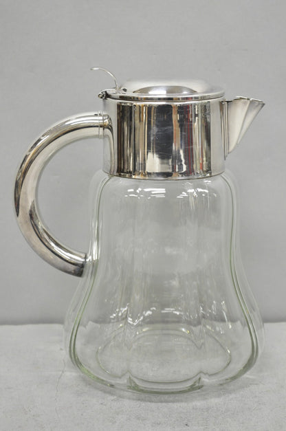 Antique Victorian German Silver Plated Crystal Glass Lemonade Water Pitcher