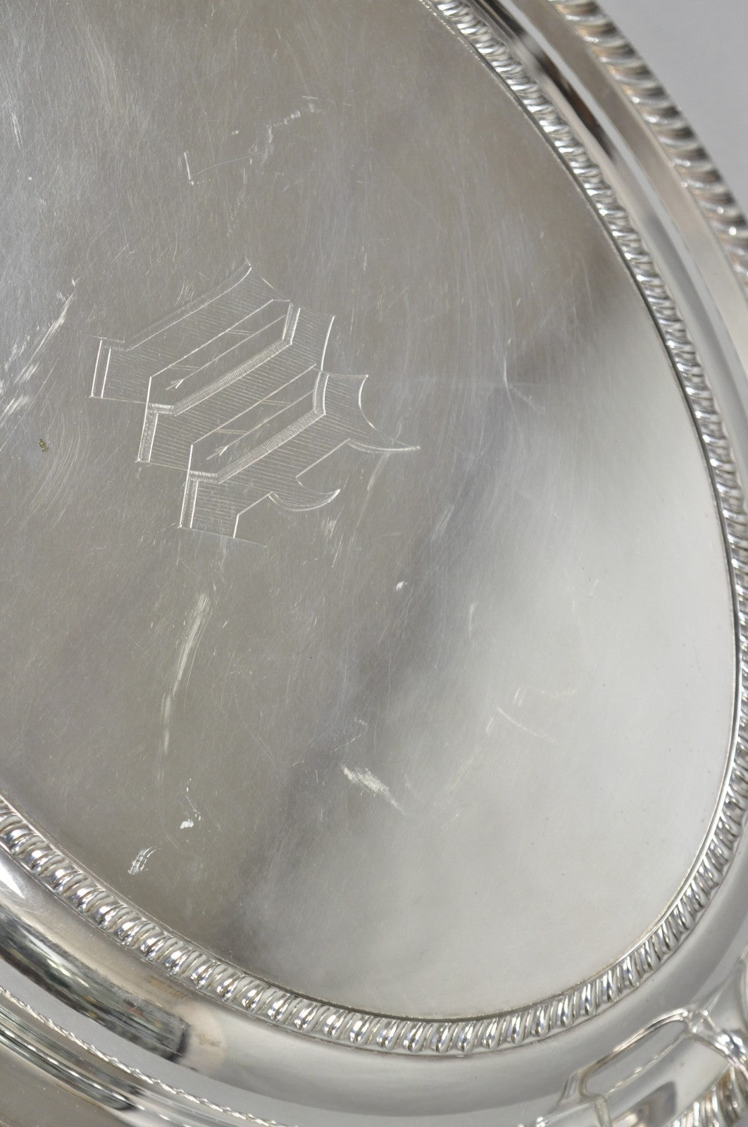 Antique English Regency Silver Plated  Large Covered Serving Dish 'M" Monogram