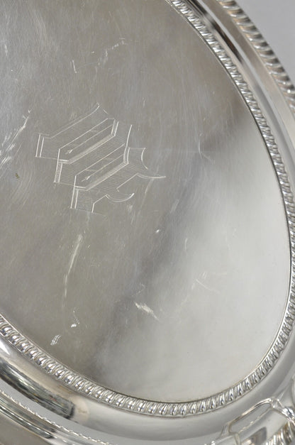 Antique English Regency Silver Plated  Large Covered Serving Dish 'M" Monogram
