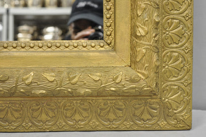 Antique Victorian Gold Giltwood Gesso Leaf Vine Small Black Forrest Wall Mirror