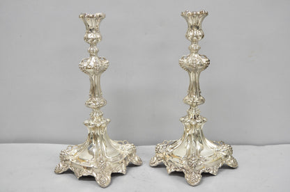 Antique Silver Plated Warsaw Imperial Russia 12" Candlestick Holders - a Pair