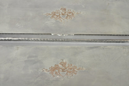 Vintage English Regency Silver Plated Narrow Vanity Dresser Jewelry Box - a Pair