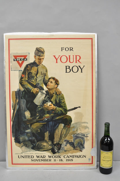 Original Vintage 1918 WWI YMCA Poster 'For Your Boy' by Arthur Williams Brown