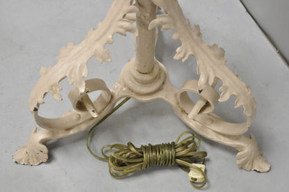 Antique French Renaissance Art Nouveau Iron Floral Lantern Pole Floor Lamp