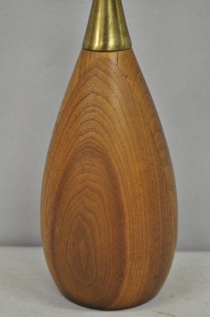 Vintage Tony Paul Mid Century Modern Sculpted Walnut & Brass Small Table Lamp
