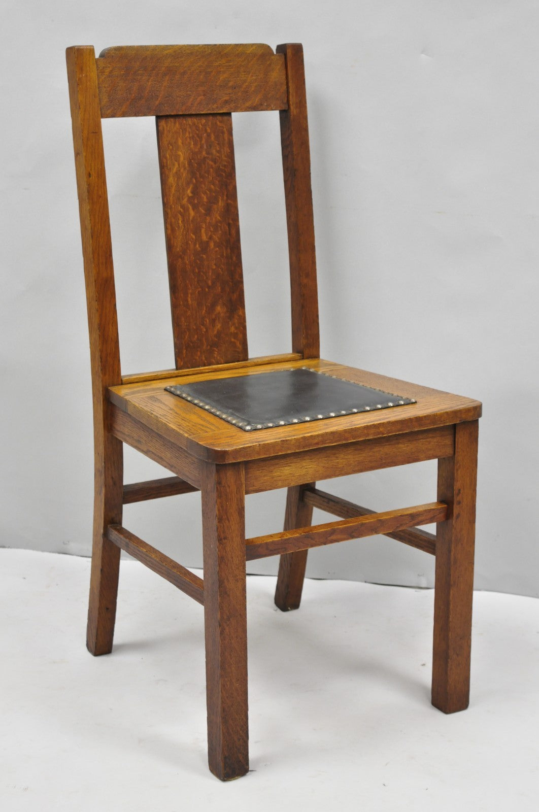 Antique Mission Oak Arts & Crafts T-Back Limbert Style Dining Chairs - Set of 4