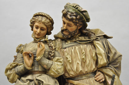 Antique French Renaissance Hennecke & Co "Faust & Marguerite" Plaster Statue