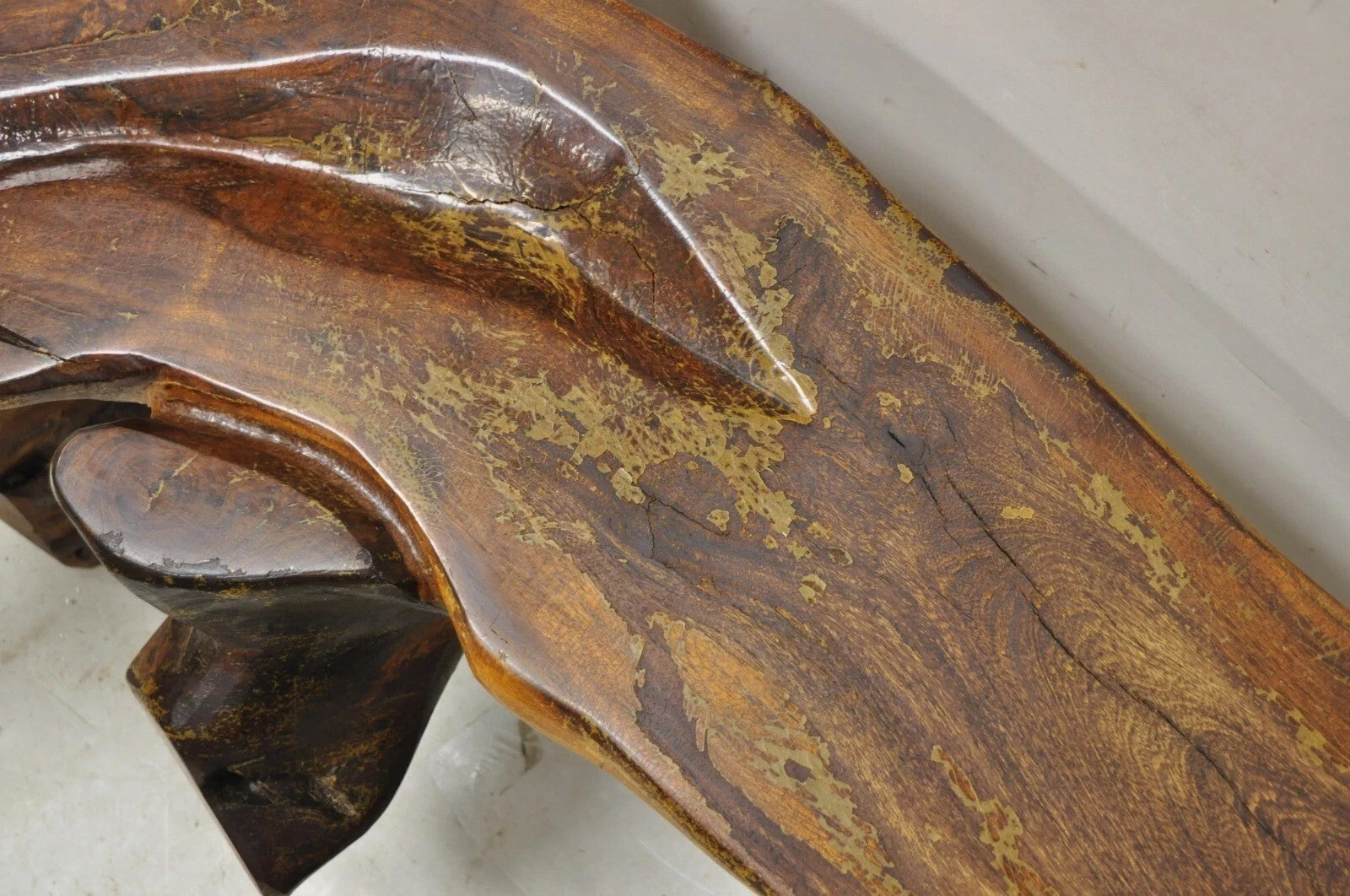 Vintage Mid Century Modern Organic Driftwood Sculptural Bench Coffee Table