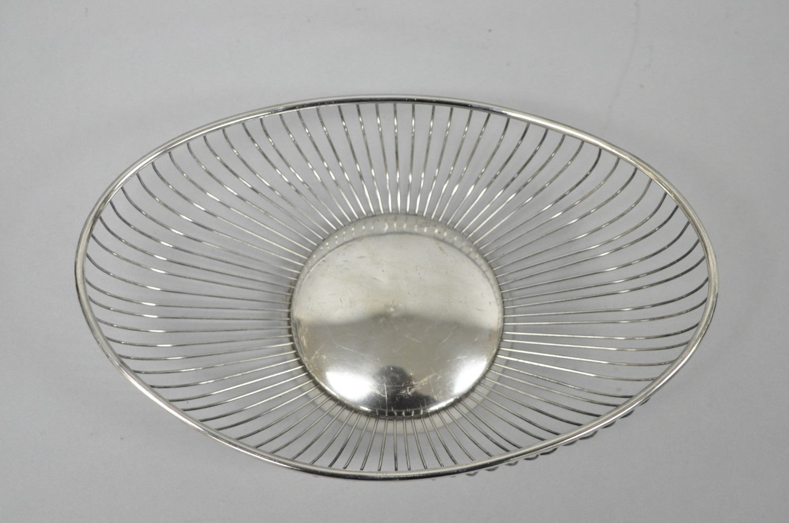 Vintage Mid Century Modern Eales Italy Silver Plated Wire Fruit Bread Basket