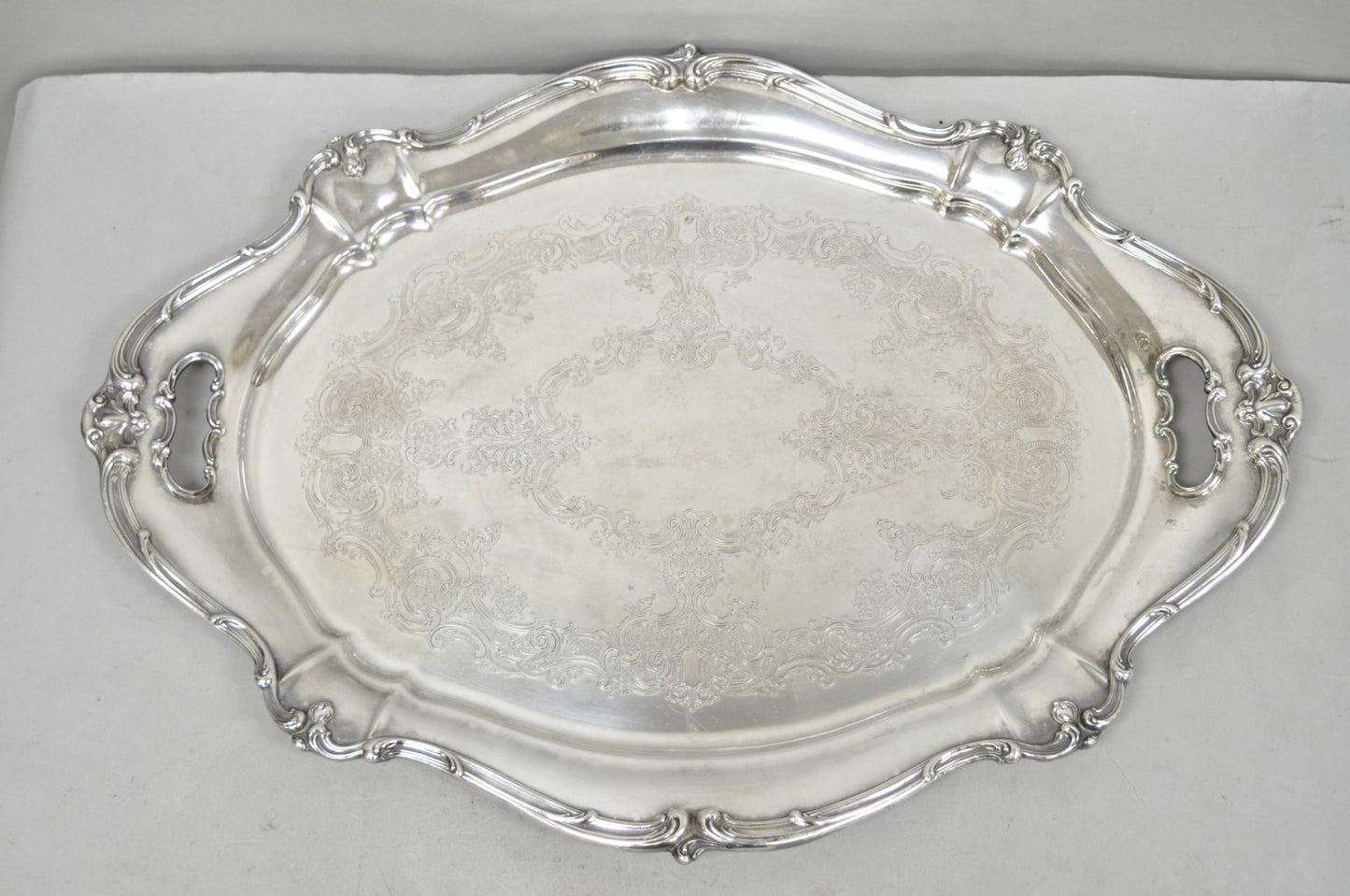 Antique Gorham Silver Plated Victorian Oval Butlers Serving Platter Bar Tray