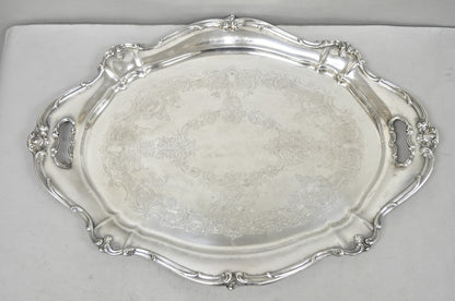Antique Gorham Silver Plated Victorian Oval Butlers Serving Platter Bar Tray