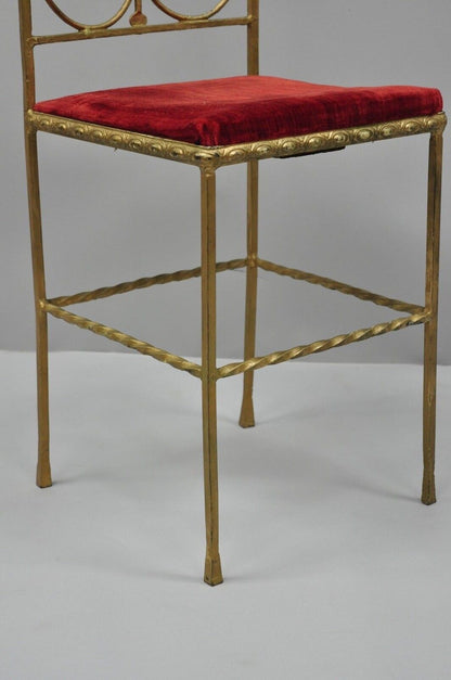 Antique Italian or Spanish Hollywood Regency Gold Iron Gothic Small Side Chair