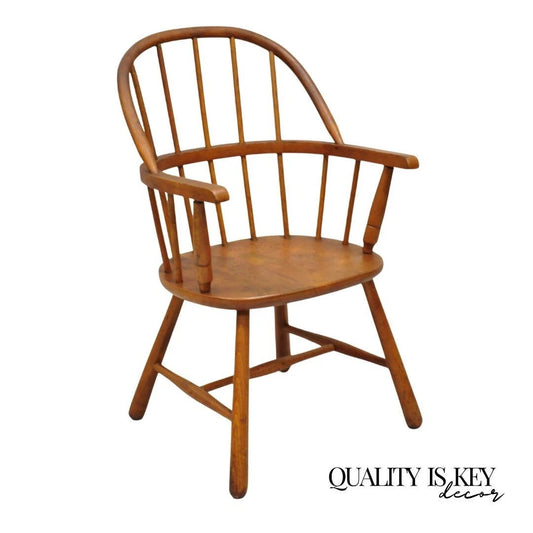 Antique Colonial Style Bentwood Maple Small Child's Windsor Arm Chair