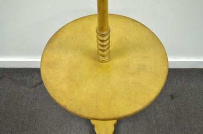 Vintage Biedermeier Style Turn Carved Wood Candlestick Side Table Floor Lamp